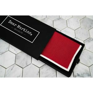 Dear Martian Mens Rose Red Pocket Square